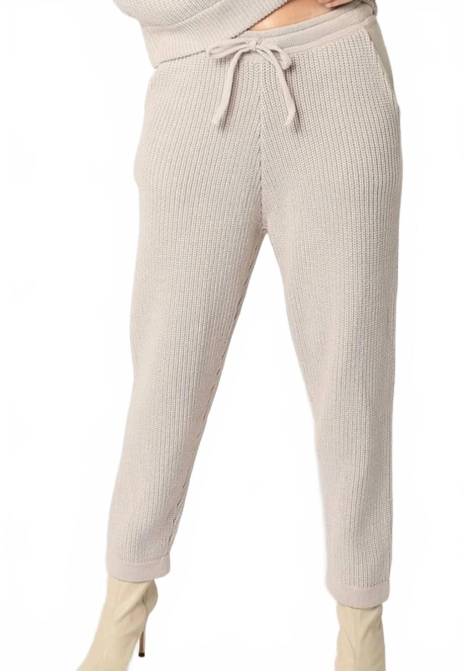 NEW OLIVACEOUS luna sweater knit joggers in almond